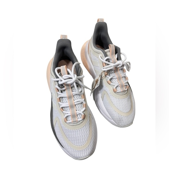 NWOB Adidas Alphabounce+ Running Womens Shoe White/Grey/Quartz HP6147 Sneakers - Picture 1 of 16